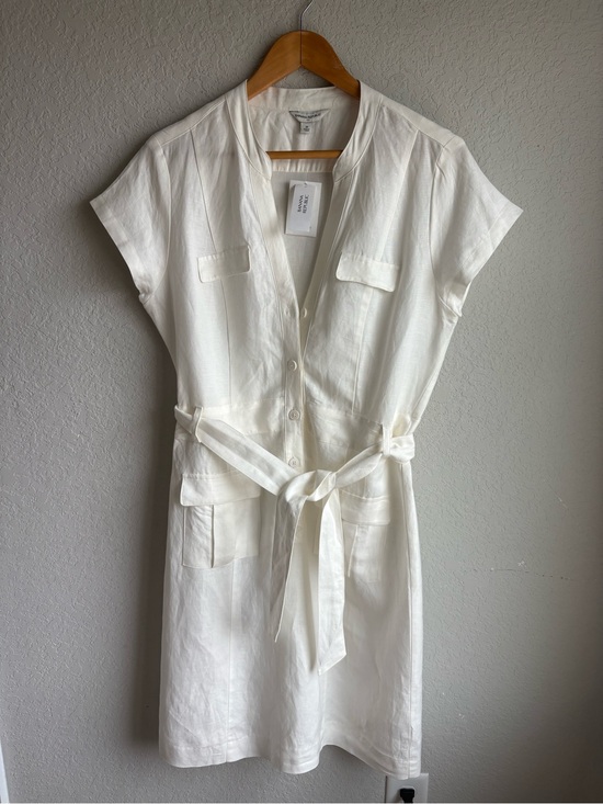 Banana Republic Dresses & Skirts - Banana Republic Linen Shirt Dress White Belted Utility Safari Dress Size 10 NWT